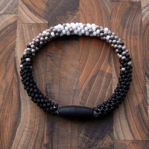 Greyscale Seed Bead Bracelet | Stackable Layering | Handmade Custom Size